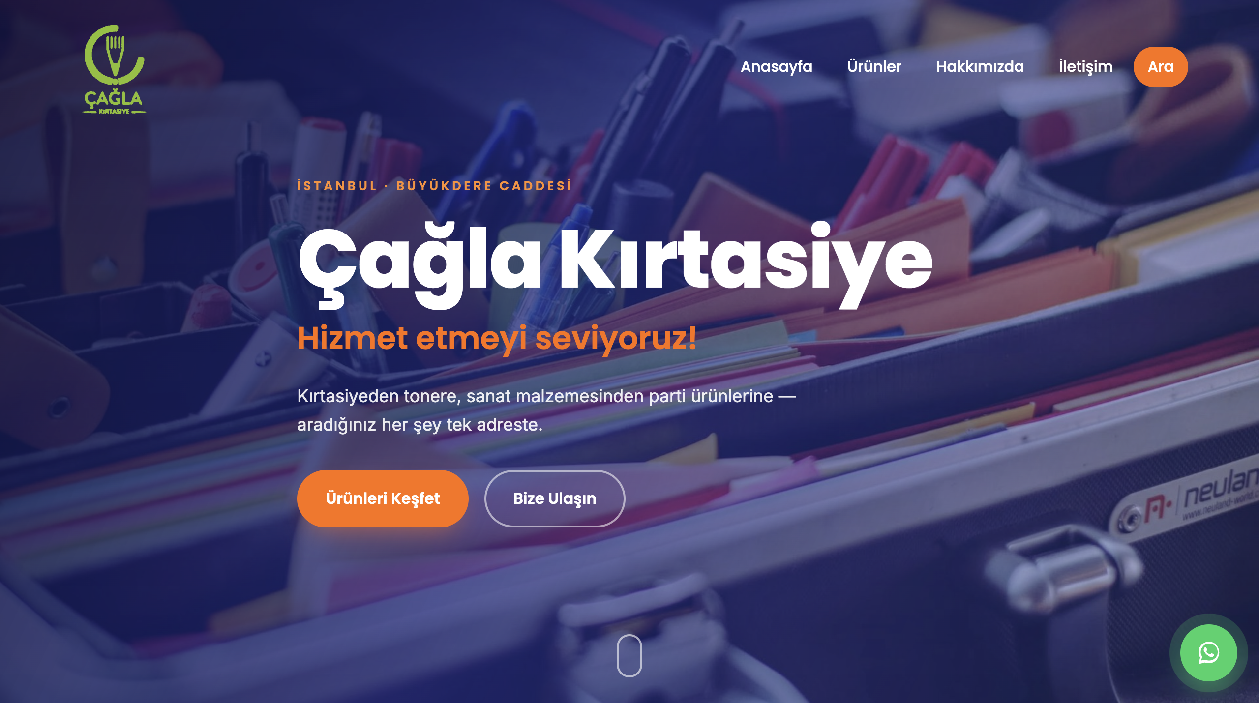 Çağla Kırtasiye web sitesi ekran görüntüsü