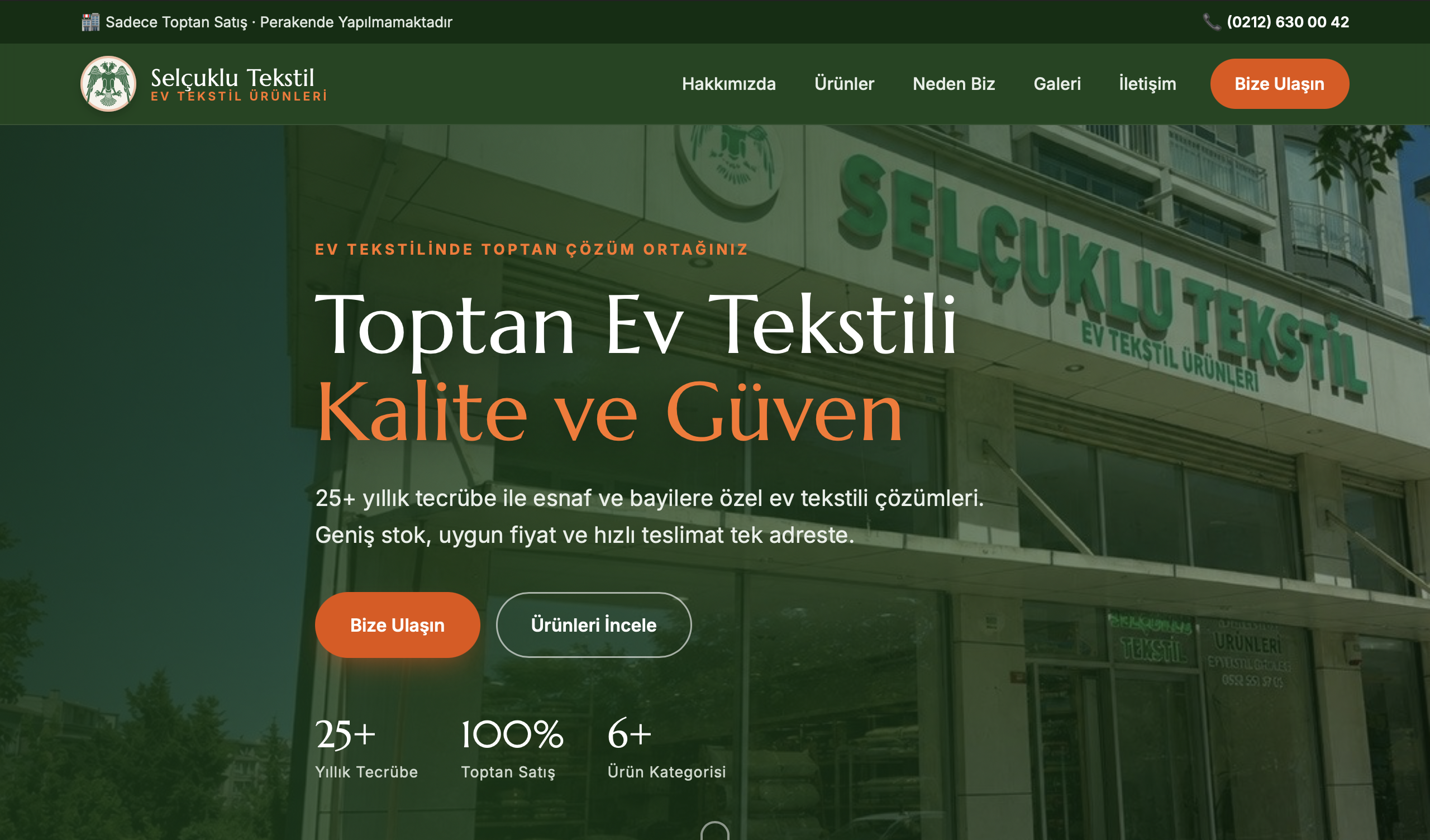 Selçuklu Tekstil kurumsal web sitesi ekran görüntüsü